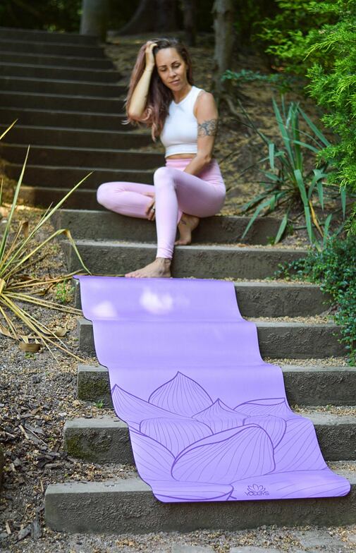 profesionální jógová podložka z přírodní gumy ALL YOGA MAT fialová motivace