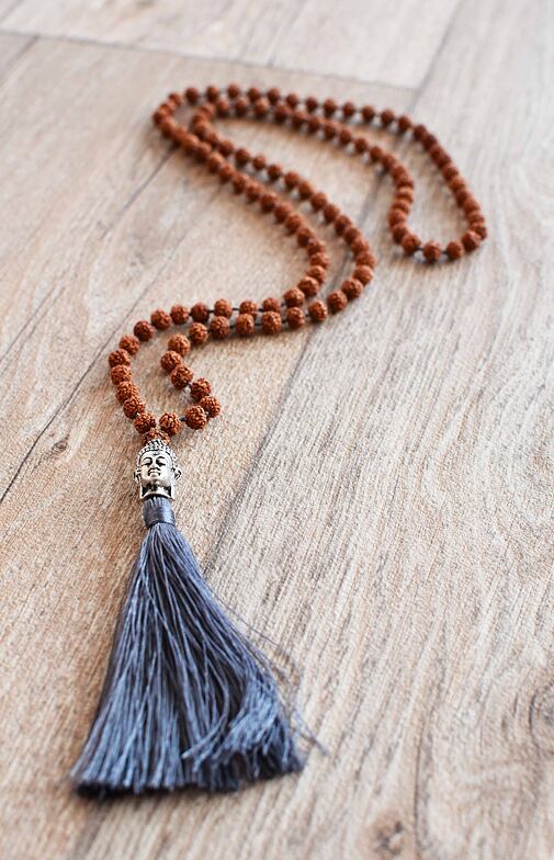 Meditační mala BUDHA - Rudrakša DARK GREY